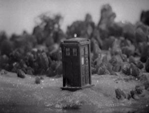 A model of the Tardis is used when it first materialises on the island.