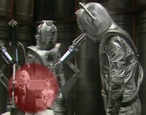 The Cybermen watch clips of the previous Doctors' encounters with them. This was a nice touch. How things have changed!
